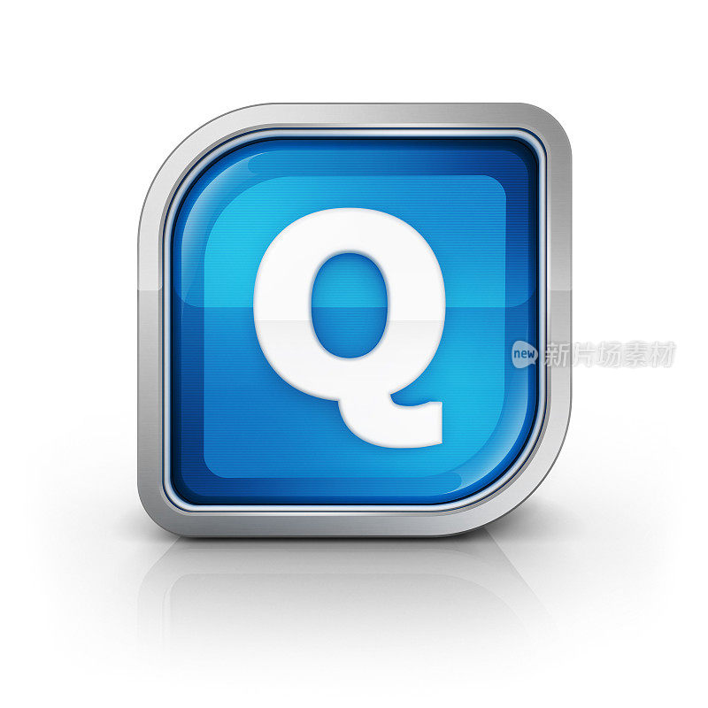 光滑的蓝色字母Q 3d图标